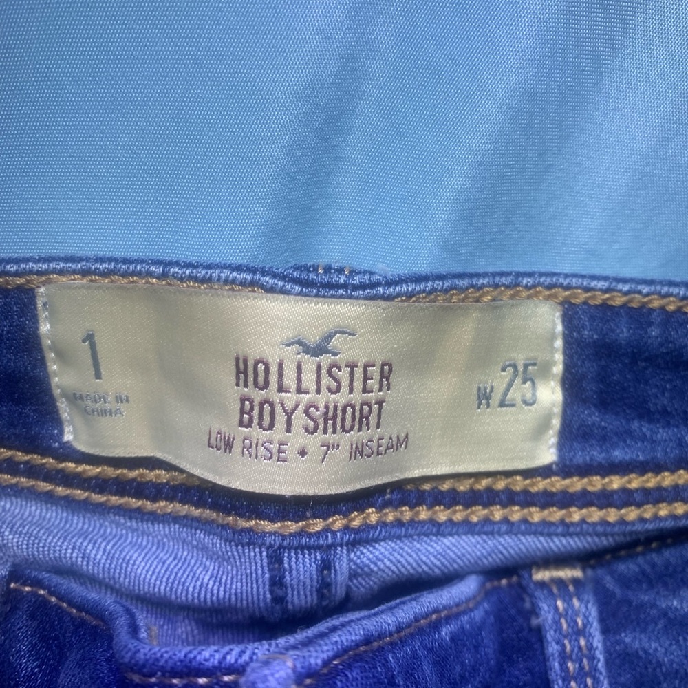 Medium Denim Hollister boy short low rise 7" inseam (W25) fringed Bottoms